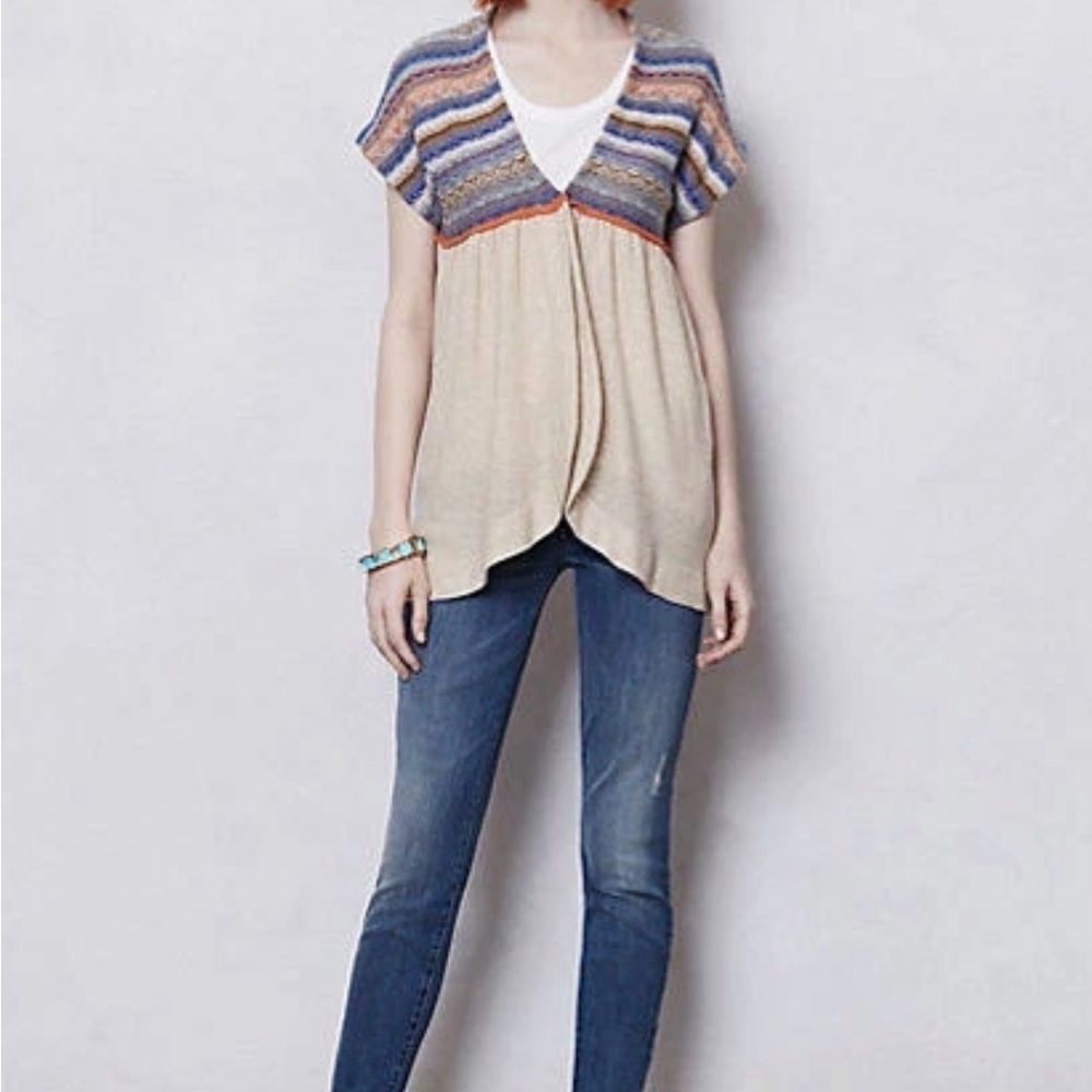 Rare Anthropologie Fairisle Swatch Cardi Vest By Change of the Moon L - Picture 2 of 6